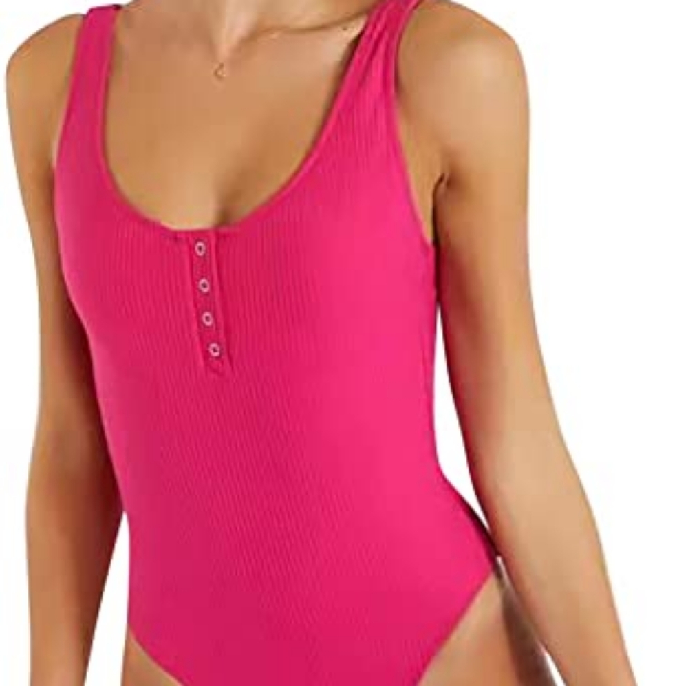 L*Space pink ribbed Henley one piece swimsuit - Picture 6 of 6